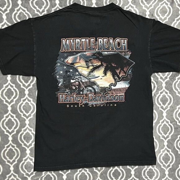 VTG Harley Davidson Y2K Mens L Black Shirt Myrtle Beach 2000 Group Therapy USA - Picture 2 of 11